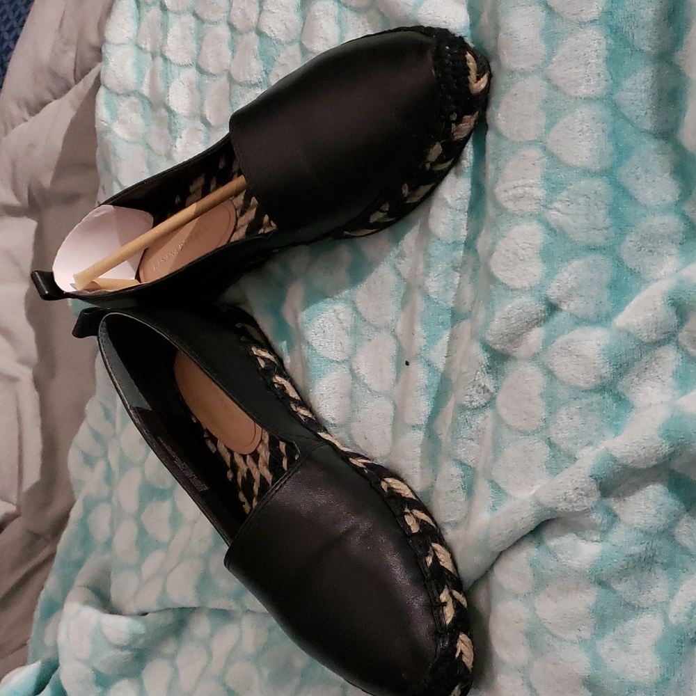 Black Leather Espadrille